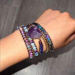 Dark Purple Heart wrap bracelet